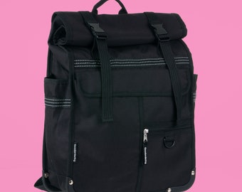 Borsa laterale/zaino arrotolabile in nylon nero per bicicletta Goodordering