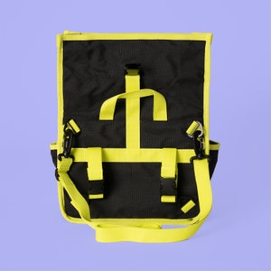 Black & Neon yellow Retro bicycle rolltop handlebar bag / shoulder bag / small bag Goodordering image 7