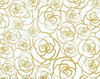 Mint Peach Gold White Piper Floral Fabric By the Yard Half Cotton Fabric a5//4