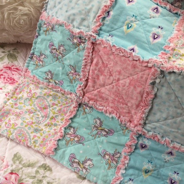 Baby Rag Quilt Shabby Cottage Floral Paisley