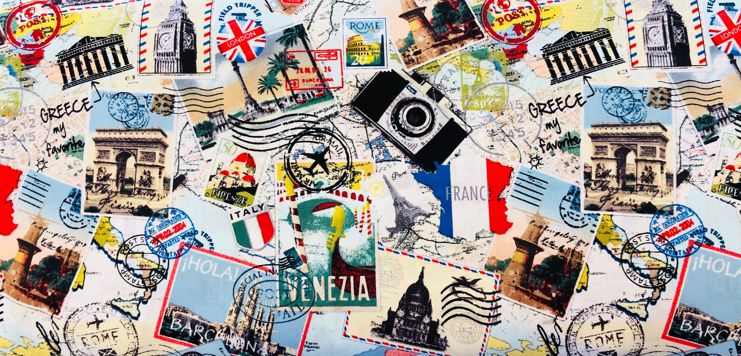 Travel Passport Collage Fabric 100 Cotton Quilting Apparel Etsy