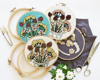 February Flowers Contemporary Embroidery Pattern PDF by Sarah K. Benning