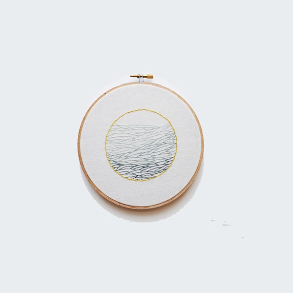 Troubled Waters - 7" Embroidery Hoop - Abstract Wave Pattern