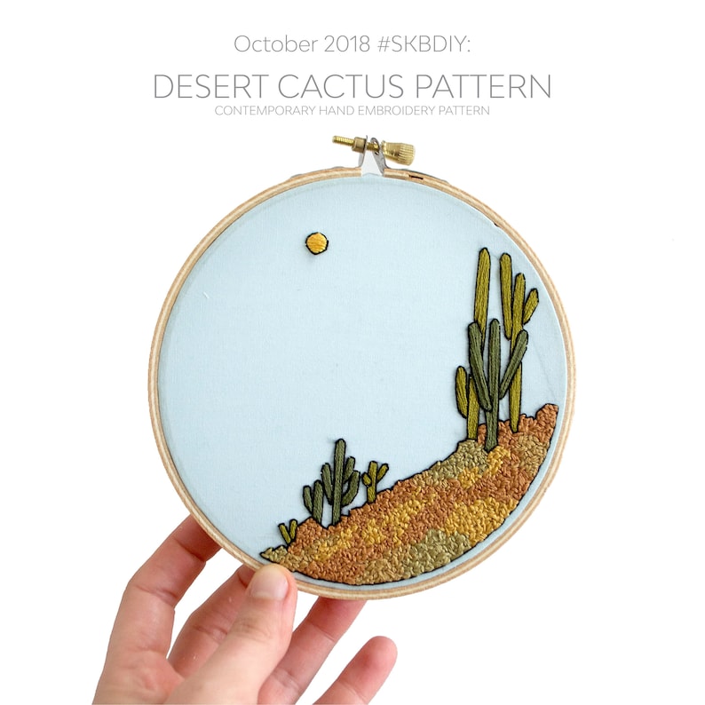 October Desert Pattern Contemporary Hand Embroidery Pattern PDF 