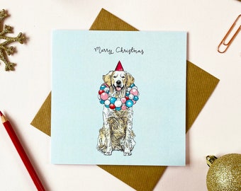 Festive Golden Retriever Christmas Card