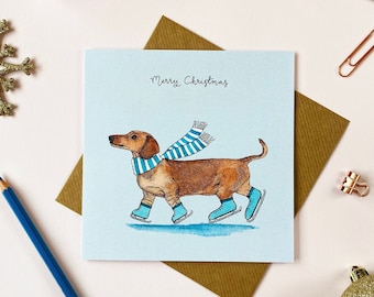 Festive Dachshund/Sausage Dog Christmas Card