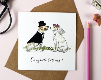 Labrador Dogs Wedding Card, Engagement Card, Congratulations Card