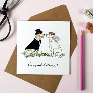 Carte de mariage Labrador Dogs, Carte de fiançailles, Carte de félicitations