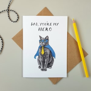 Papa Tu es mon héros Chat Carte de la fête des pères