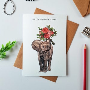 Bonne fête des mères Carte de vœux des éléphants