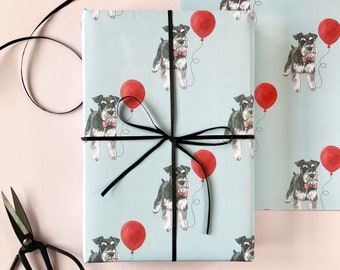 Grey Schnauzer Birthday Wrapping Paper, Dog Gift Wrap