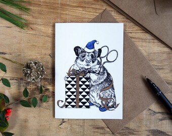 Santa's Helper Mouse Christmas Greetings Card
