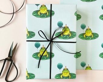 Frog with a Balloon Birthday Wrapping Paper