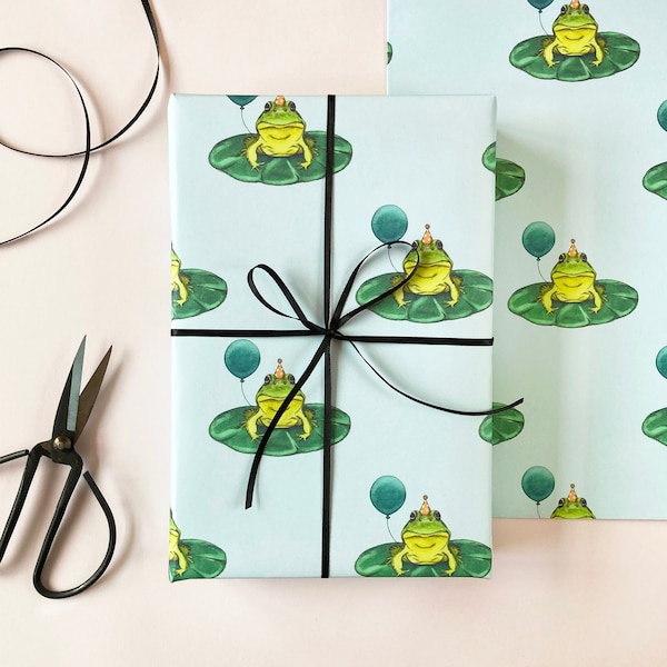 Frog with a Balloon Birthday Wrapping Paper