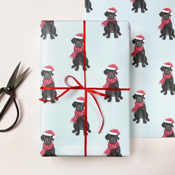 Festive Black Labrador Christmas Wrapping Paper