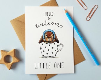 Welcome Little One New Baby Boy Greetings Card