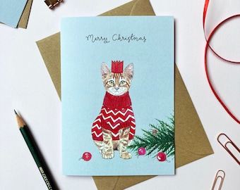 Ginger Tabby Cat Christmas Card