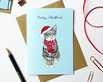 Brown Tabby Cat Christmas Card