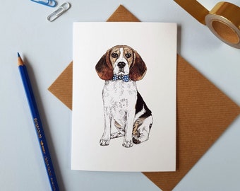 Beagle In A Bow Tie Dog Greetings Card
