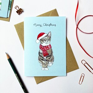Carte de Noël chat tigré brun