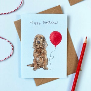 Carte de voeux d'anniversaire de chien cocker spaniel doré