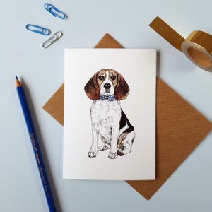 Beagle In A Bow Tie Dog Greetings Card image 1