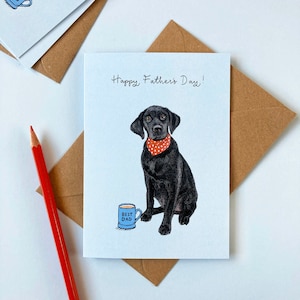 Carte pour la fête des pères de chien labrador noir