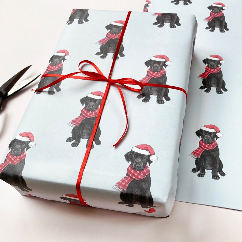 Festive Black Labrador Christmas Wrapping Paper image 2