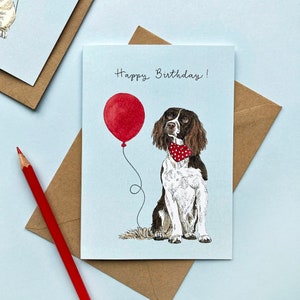 Carte de voeux d'anniversaire de chien épagneul springer anglais
