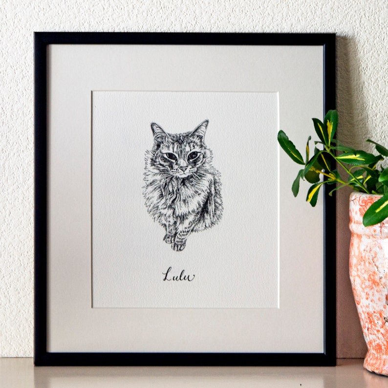 Personalised Pen and Ink Pet Portrait with Name