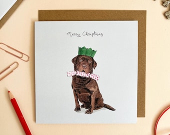 Chocolate Labrador Christmas Card | Festive Card for Dog Lovers