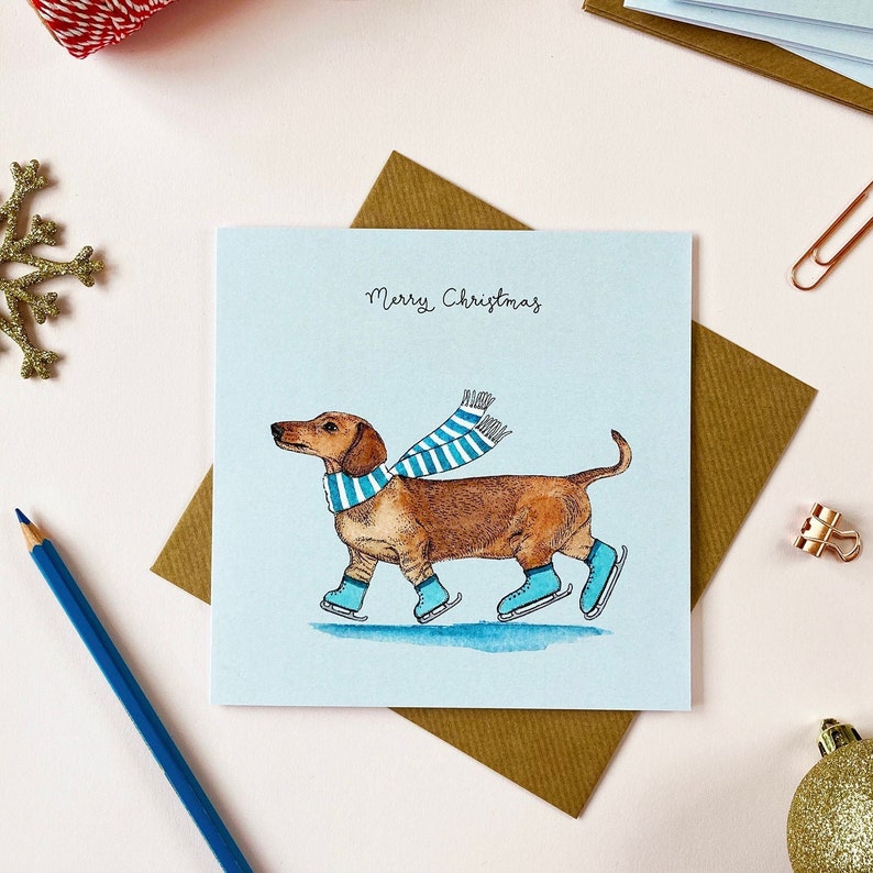 Festive Dachshund/Sausage Dog Christmas Card image 1