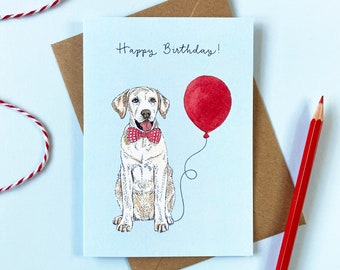 Yellow Labrador Dog Birthday Greetings Card