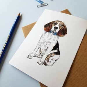 Beagle In A Bow Tie Dog Greetings Card image 2