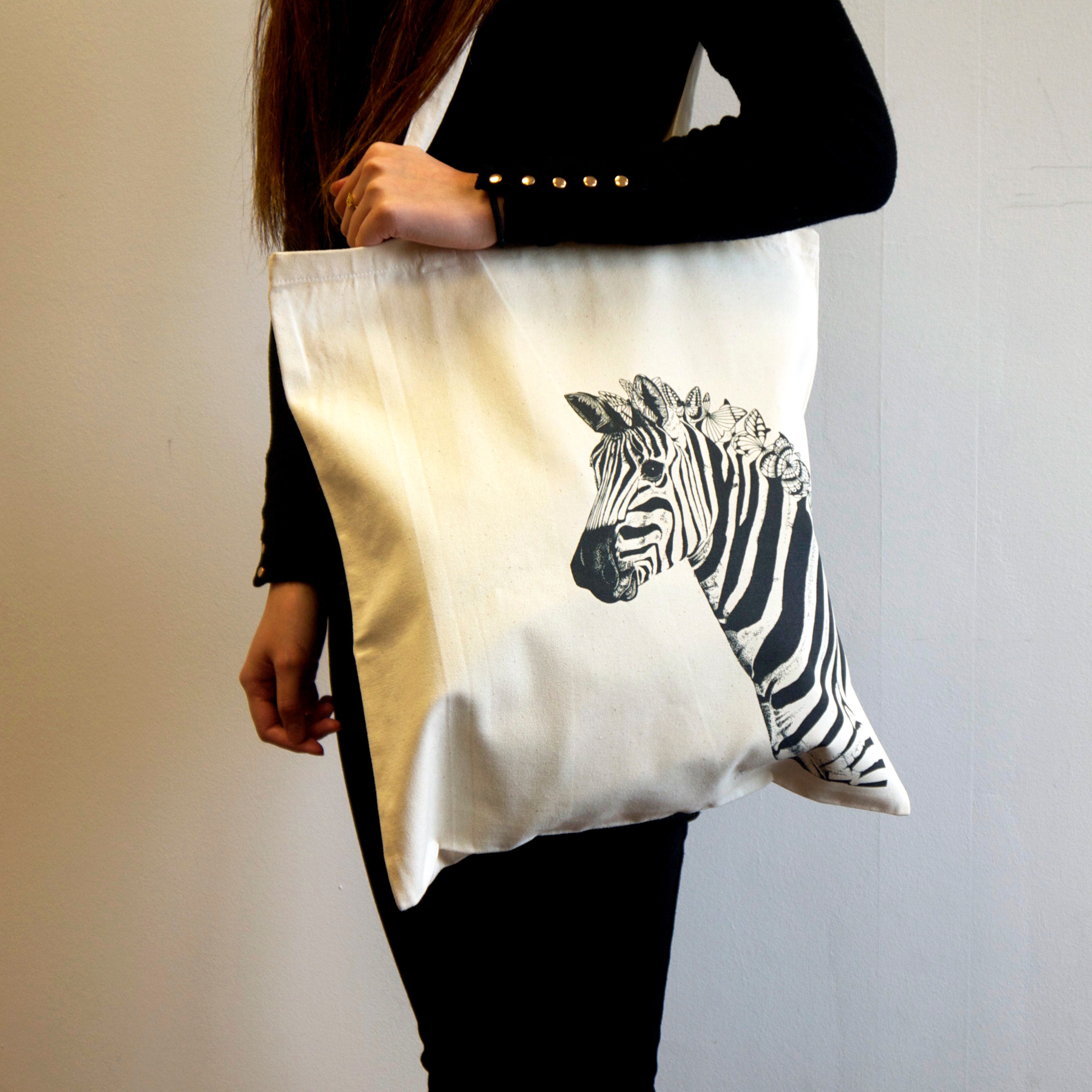 Qaxcdmky Zebra Stripes Large Tote Bag - Reusable Shopping Bag For Women, Groceries, Work, Beach (15.7x19.7 Inches)