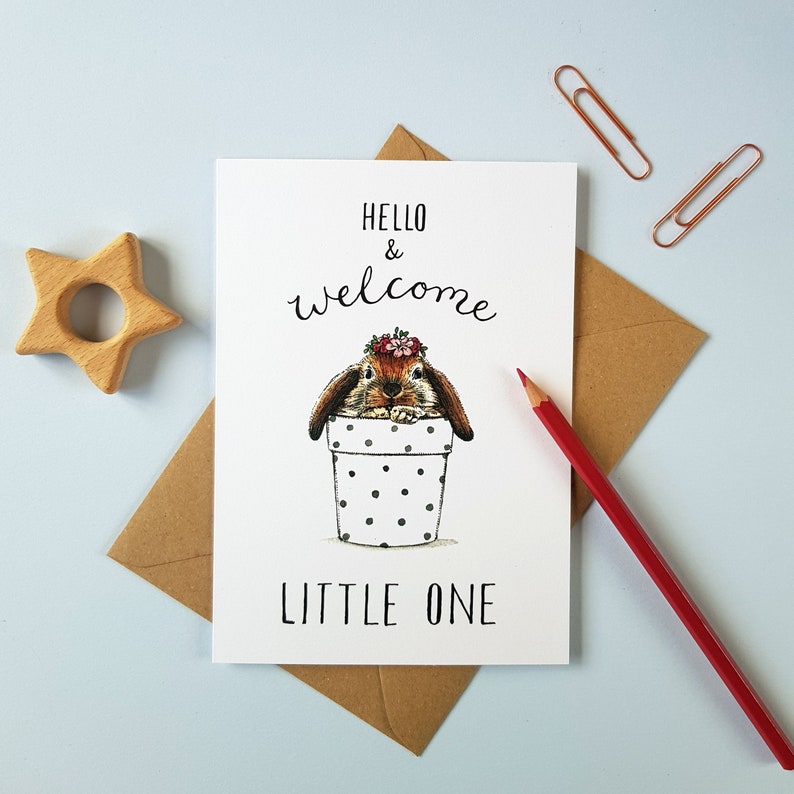 Welcome Little One New Baby Girl Greetings Card image 1