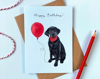 Black Labrador Dog Birthday Greetings Card