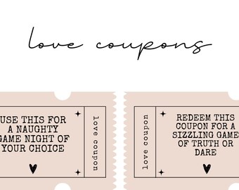 Romantic Printable Love Coupons for anniversary, birthday, Christmas, Valentine's, husband, wife, boyfriend or girlfriend - gift coupons