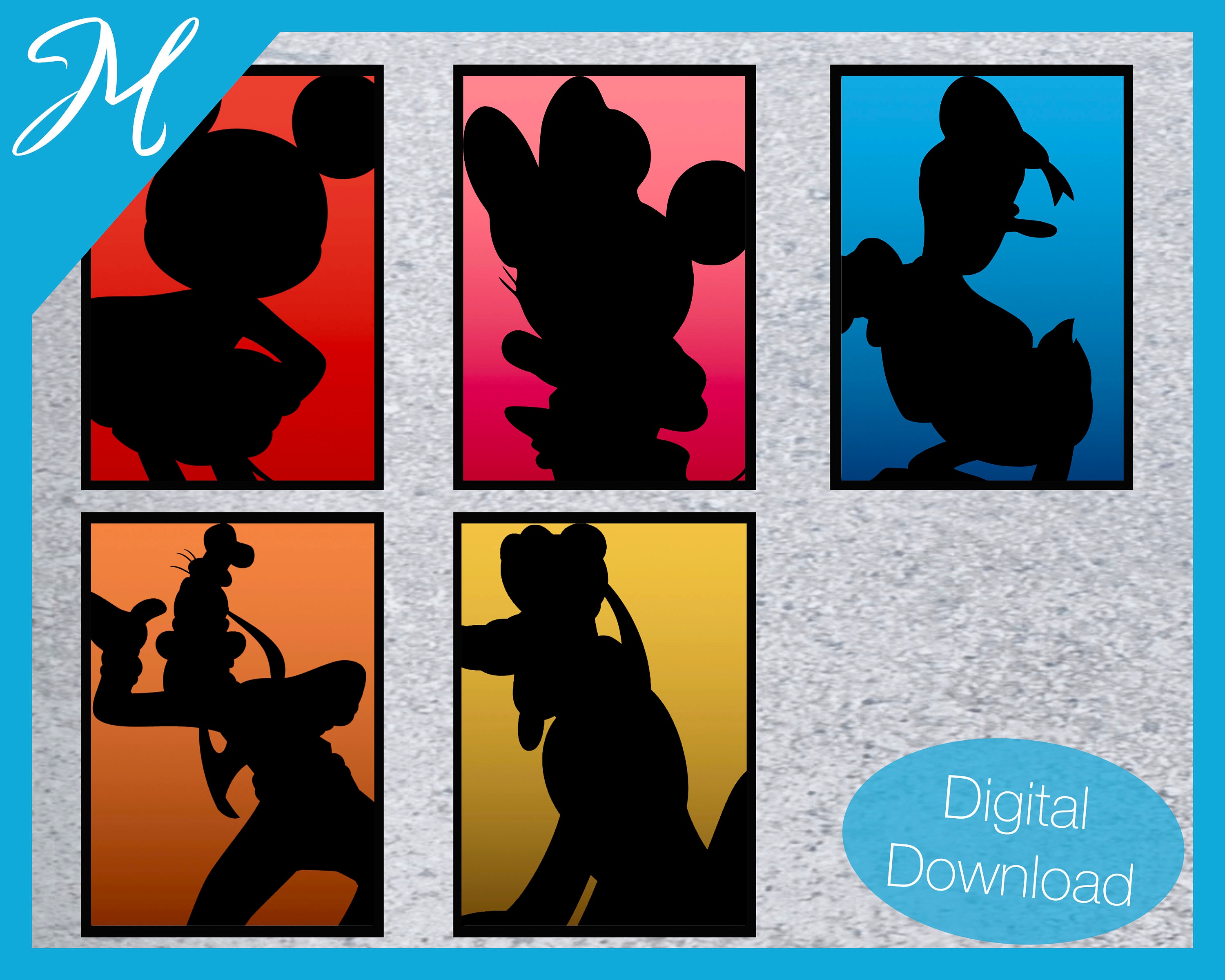 Mickey Wall Art Poster Prints Printable Wall Art Movie Poster DIY Home ...