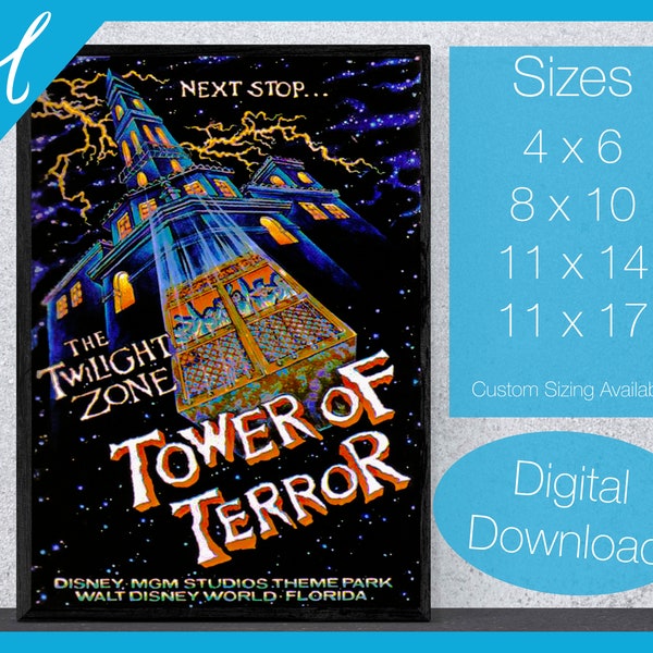 Tower of Terror Poster | Vintage Attraction Poster| DIY Printable Wall Art | Home Decor | Living Room Wall Art | Printable Large Wall Art