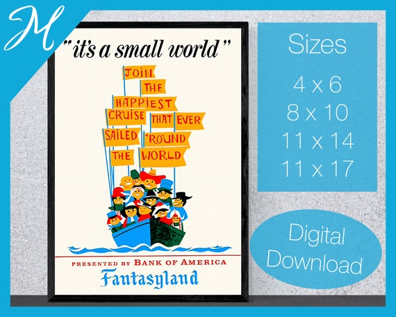 Its a Small World Poster Vintage Poster DIY Printable Wall | Etsy