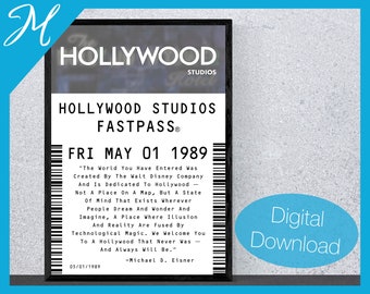 Hollywood Studios Poster (Fastpass Ticket) | DIY Printable Wall Art | Home Decor | Living Room Wall Art | Printable Large Wall Art | Nursery