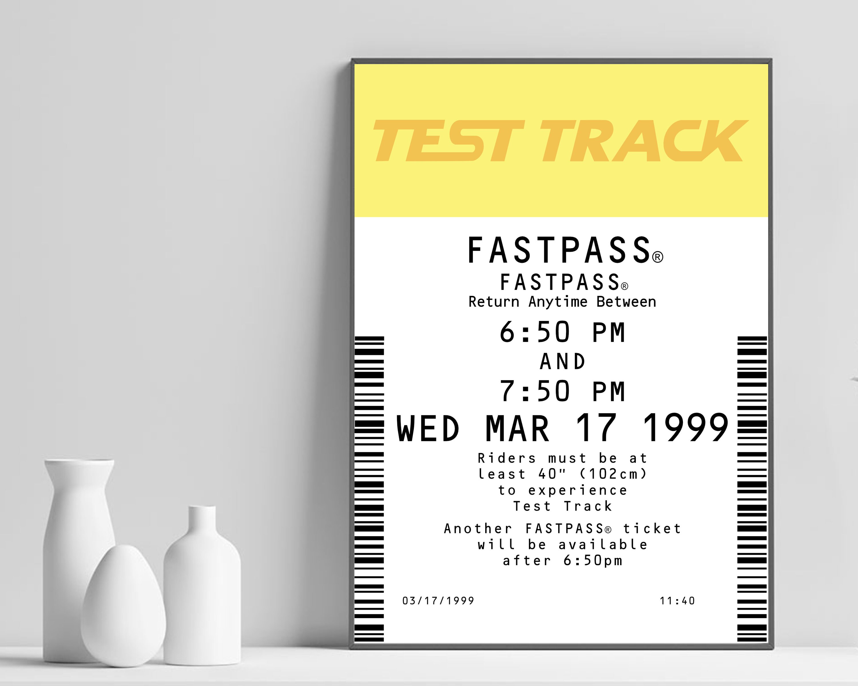 Test Track Poster fastpass Ticket DIY Home Decor Printable Large Wall ...