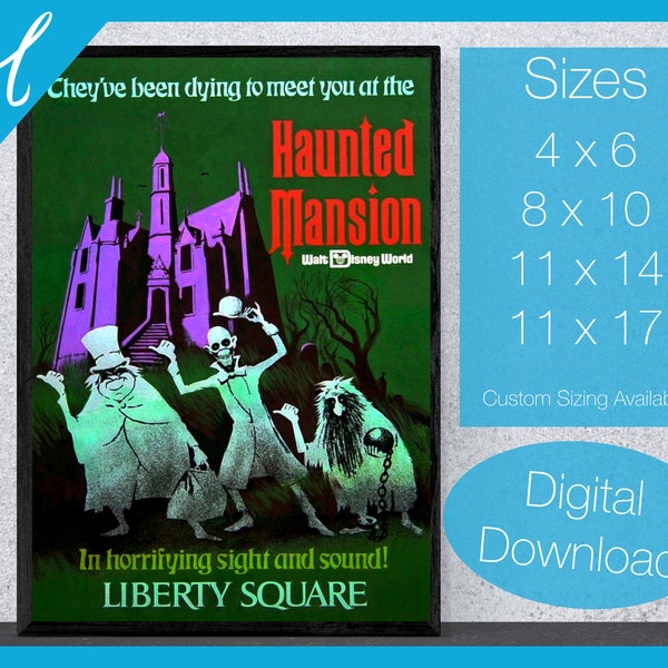 Haunted Mansion Poster | Vintage Poster | DIY Printable Wall Art | Home Decor | Living Room Art | Large Wall Art | Nursery | Playroom
