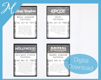 Parks Fastpass Poster Bundle | DIY Printable Wall Art | Home Decor | Living Room Wall Art | Printable Large Wall Art | Playroom | Nursery