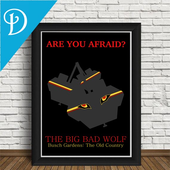 The Big Bad Wolf Poster Defunct Roller Coaster Busch Gardens Etsy
