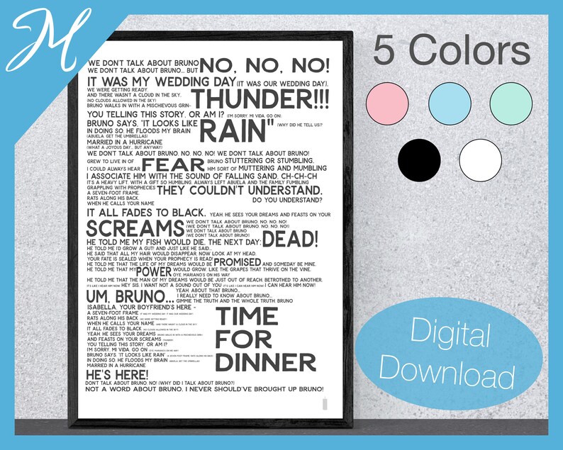 Encanto Song Lyrics Poster Print Printable Song Lyrics Wall Etsy