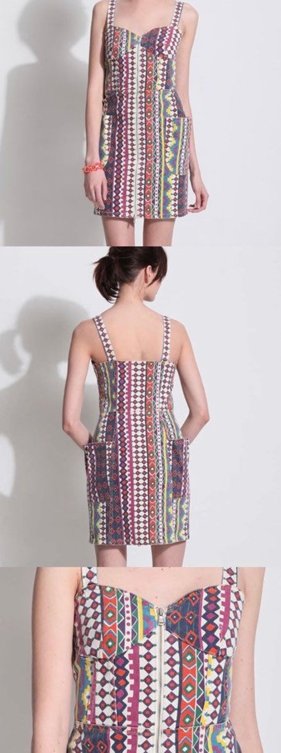 Vintage Marc Jacobs Denim and Diamonds Boho Tribal Zi - Gem