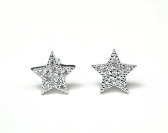 CS-DB Silver Luxury CZ Star Stud Charm Earrings CS-DB Silver Luxury CZ Star Stud Charm Earrings