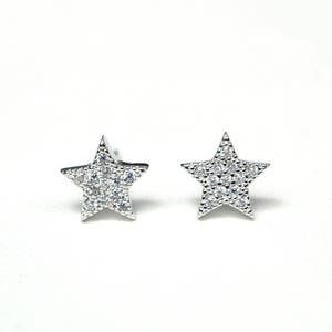 Sterling Silver and CZ Star Stud Earring
